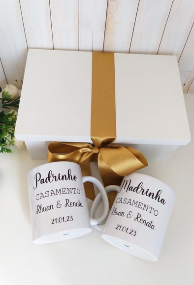 Caixa Convite Padrinhos Casamento, Batizado, Crisma em mdf - Imagem 2