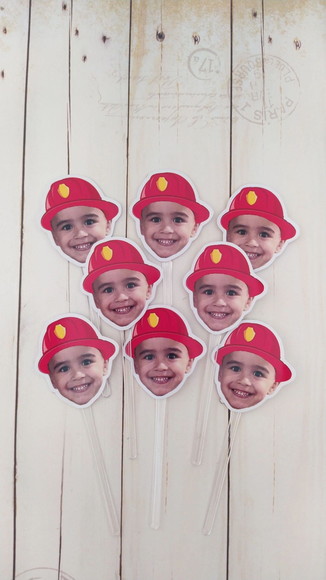 Topper Docinhos Rostinho Chapéu Capacete Bombeiro
