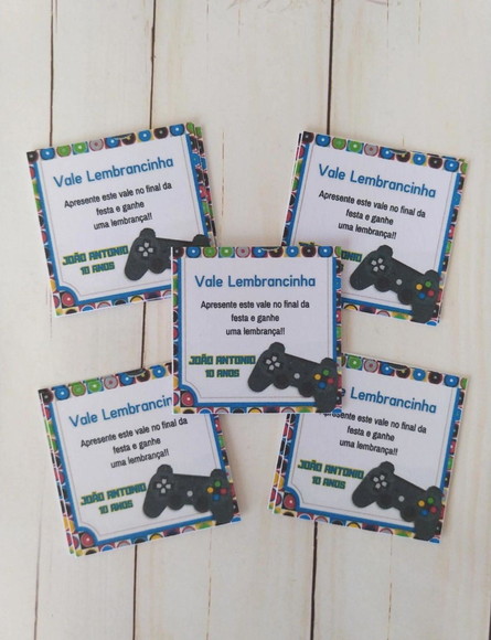 Vale Lembrancinha Personalizado Vídeo Game