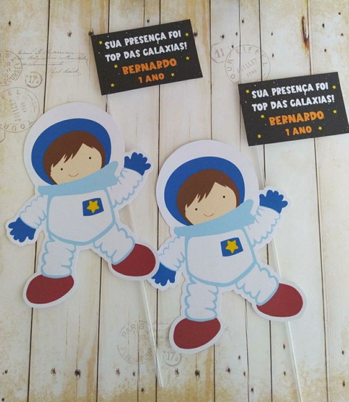 Aplique Centro de Mesa Personalizado Astronauta