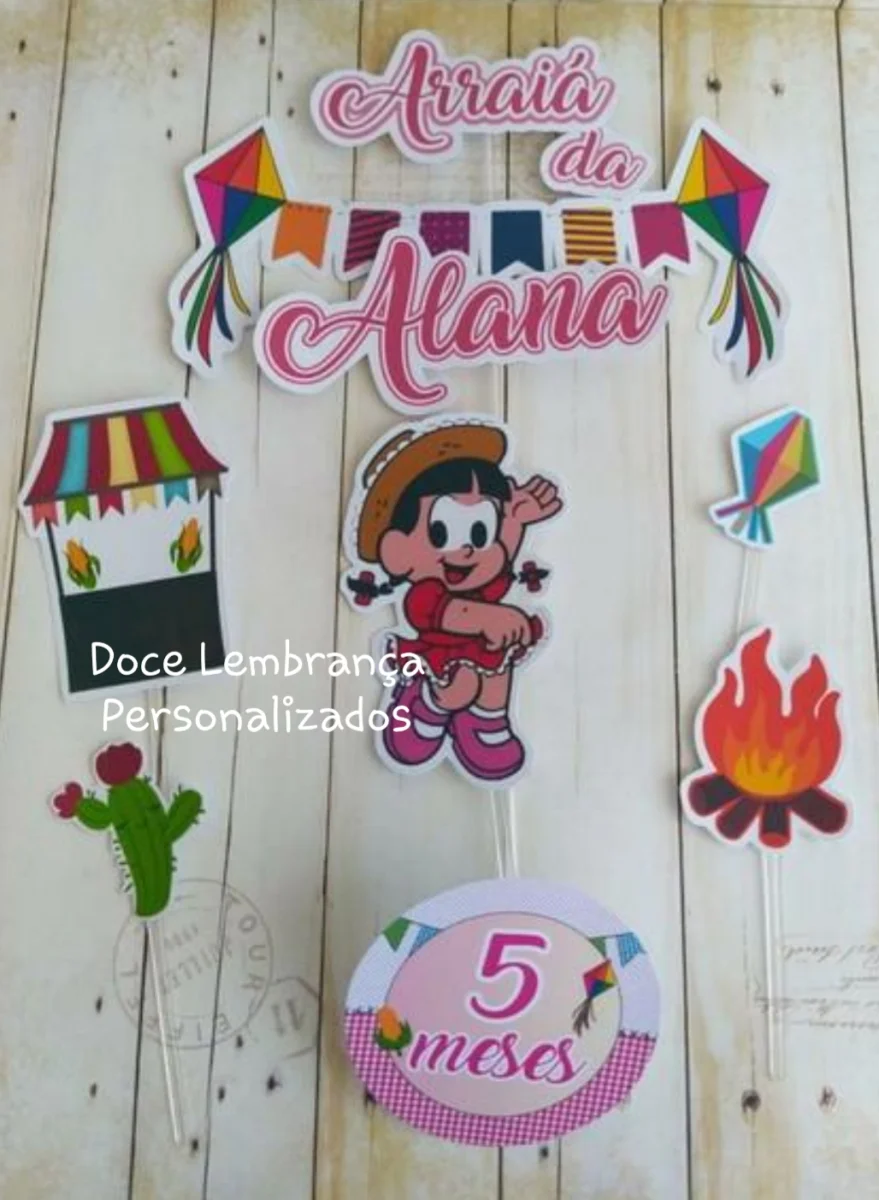 Topper de Bolo Festa Junina/arraiá Rosinha Mesversario aniversário infantil - Imagem 1