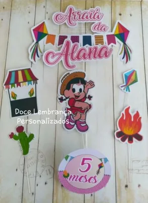 Topper de Bolo Festa Junina/arraiá Rosinha Mesversario aniversário infantil