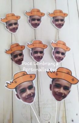 Topper para Docinhos com Foto Rostinho Chapéu Festa Junina