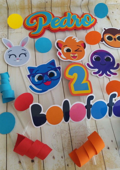 Topper 3d Bolofofos Personalizado Menino - Imagem 2