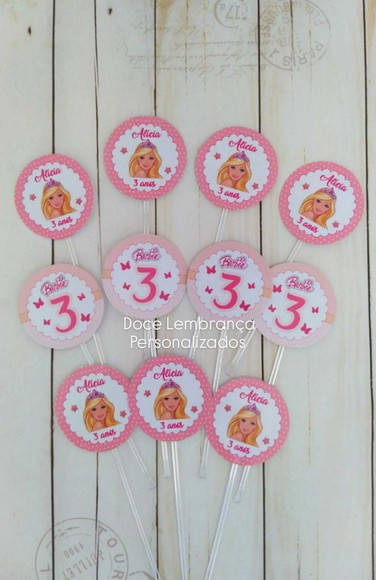 Topper para Docinhos Barbie Aniversário - Imagem 2