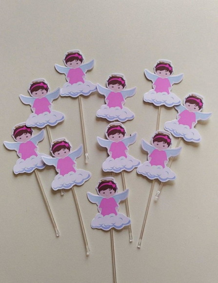 Topper para Docinhos Batizado Crisma Eucaristia Anjinho