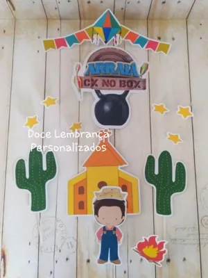 Topper de bolo personalizado Festa Junina/arraiá Crossfit/academia