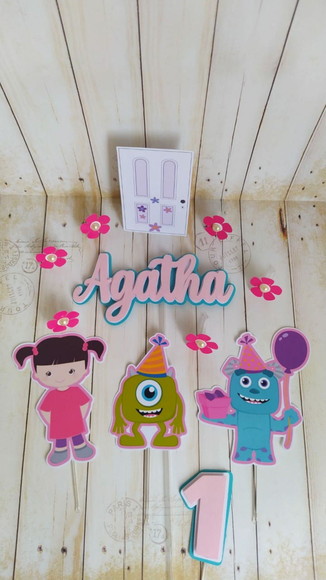 Topper Boo Monstros Sa 3d Personalizado