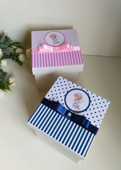 Caixa Convite Padrinhos de Batismo/ Nossa Senhora Kit 2 Unid