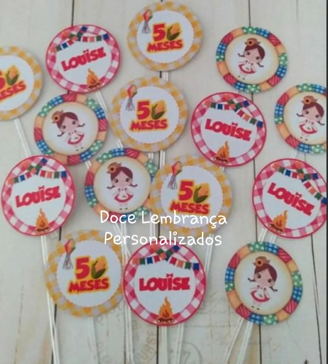 Topper para Docinhos Festa Junina/arraiá Mesversario aniversário - Imagem 3