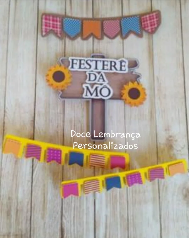 Topper de bolo Festa Junina/arraiá Adulto Feminino aniversário