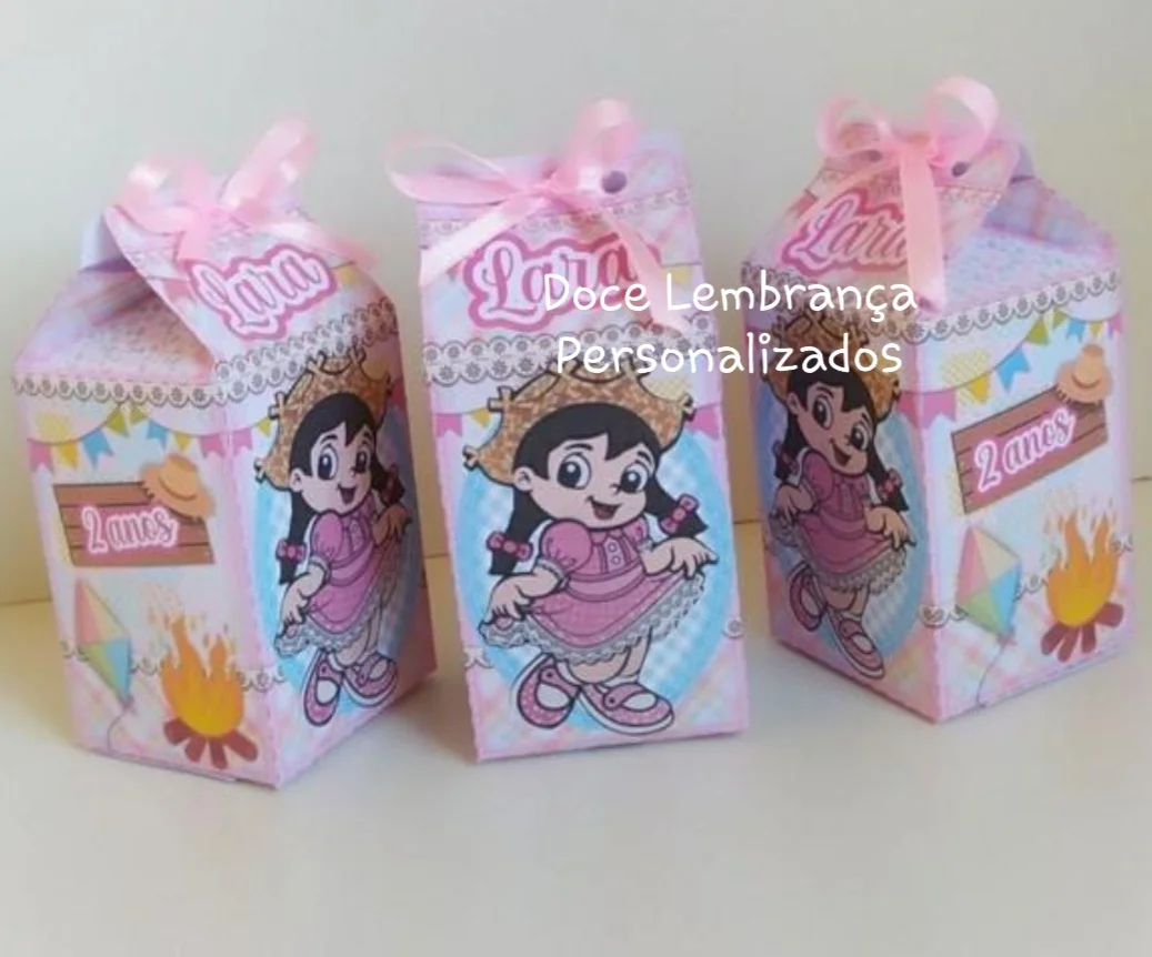 Caixa Milk Festa Junina Menina lembrancinha aniversário infantil - Imagem 1