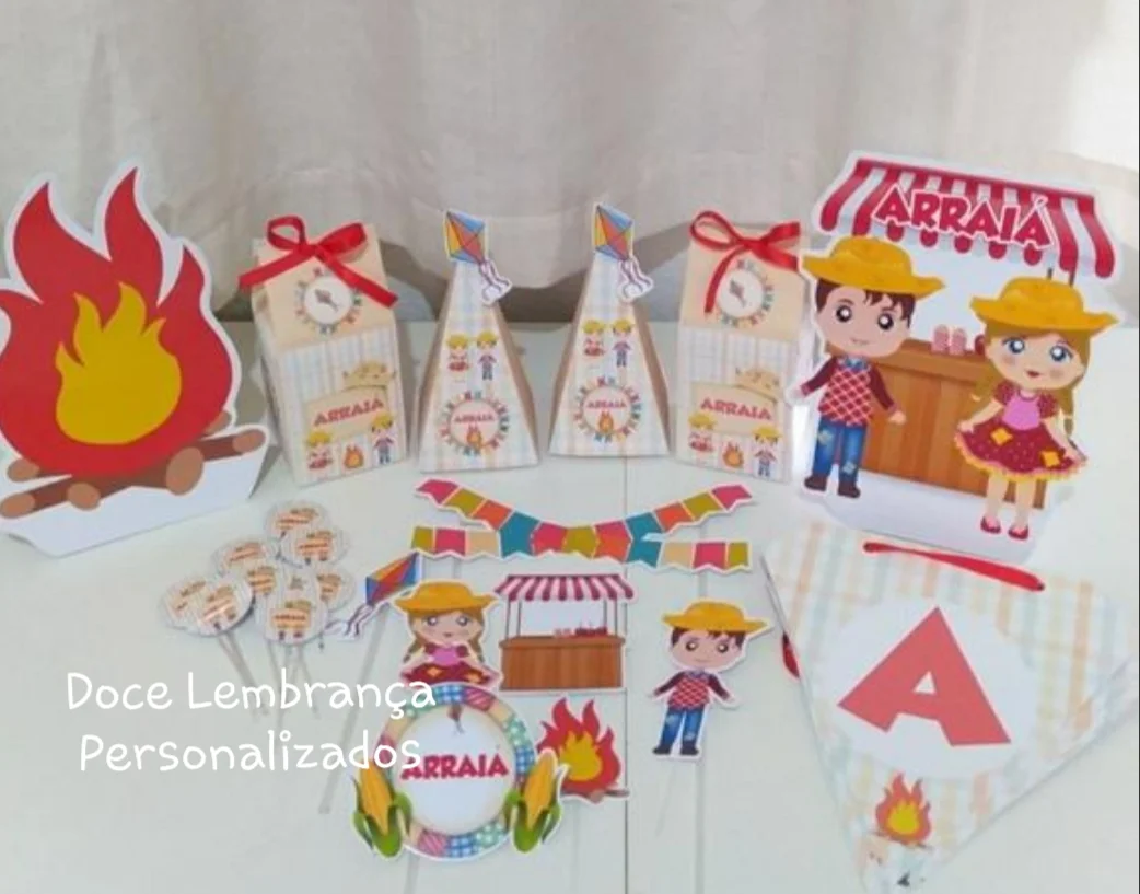 Kit Festa Junina Arraiá personalizado festa Menino Menina só um bolinho - Imagem 3