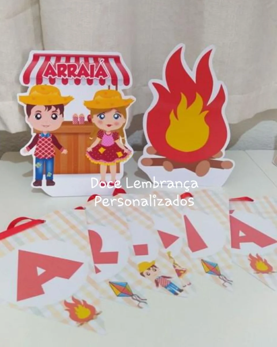 Kit Festa Junina Arraiá personalizado festa Menino Menina só um bolinho - Imagem 2
