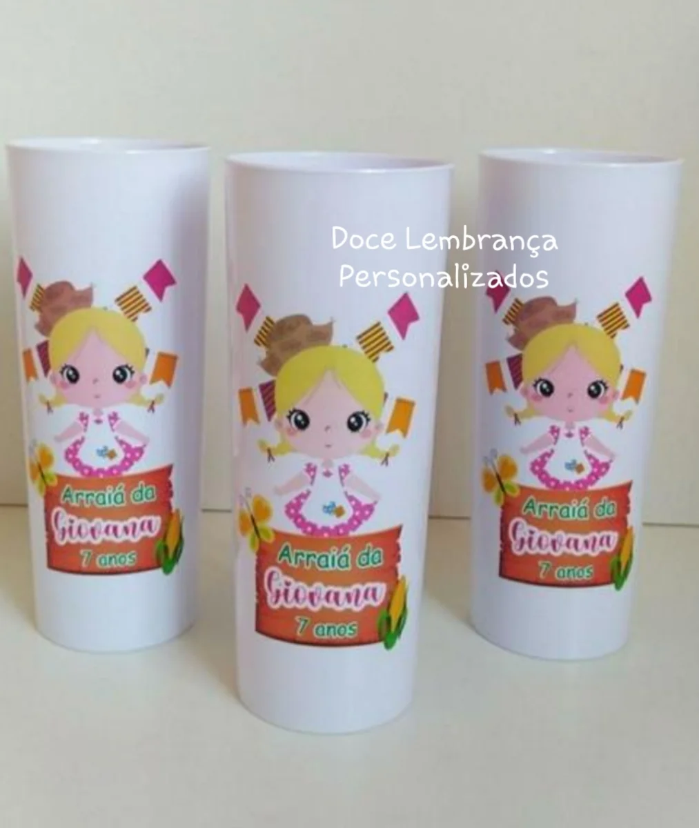 Copo Long Drink lembrancinha Festa Junina Menina aniversário infantil - Imagem 2
