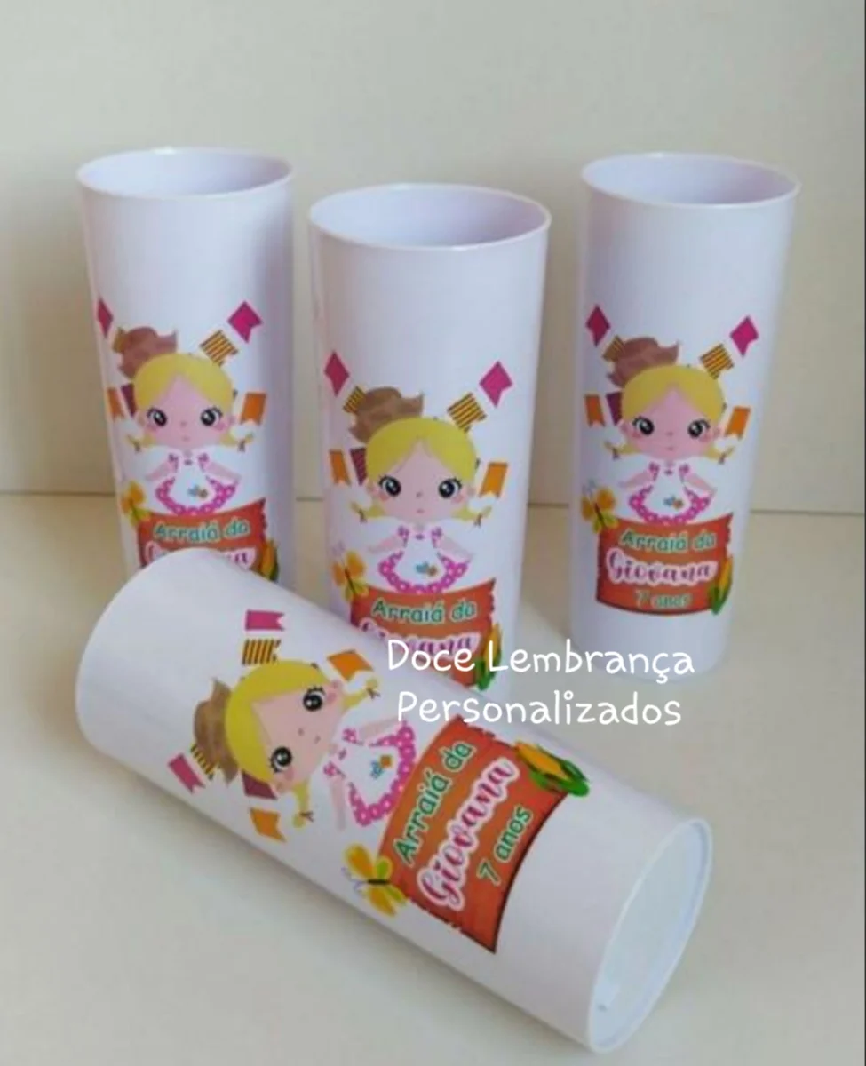 Copo Long Drink lembrancinha Festa Junina Menina aniversário infantil - Imagem 1