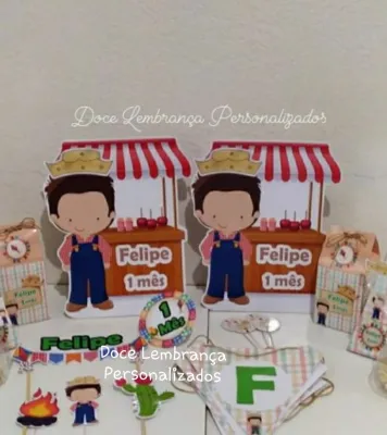 Kit Festa Junina só um bolinho Mesversario Aniversário Menino Arraiá Bebê