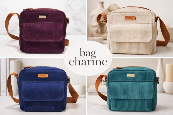 Bolsa Bag Charme em Veludo Cotelê