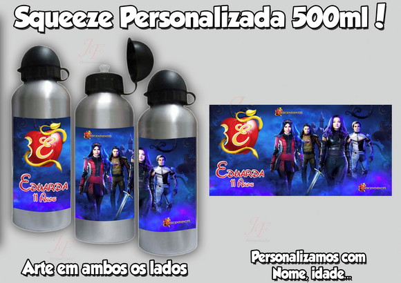 40 Garrafas Alumínio Descendentes Personalizadas 500 ml
