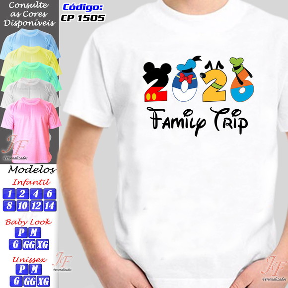 Kit 15 Camisetas Personalizadas Viagem Disney Famíly Trip