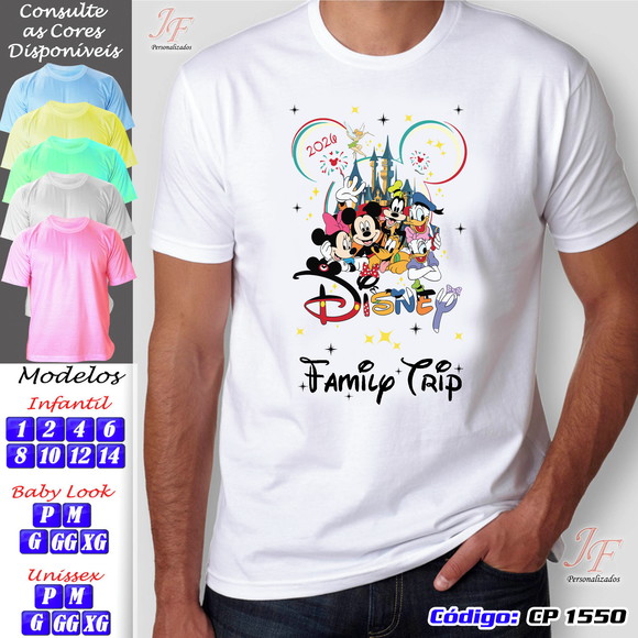 Kit 09 Camisetas Personalizadas Viagem Família Trip Disney
