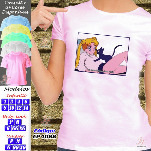 01 Camiseta Adulto Infantil Sailor Moon Personalizada