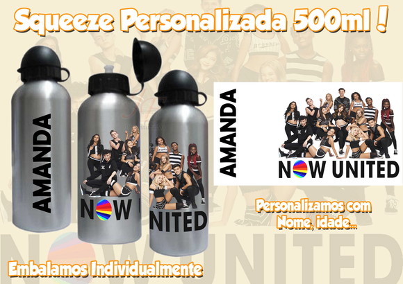 01 Squeeze Garrafinha Personalizada 500 ml Now United