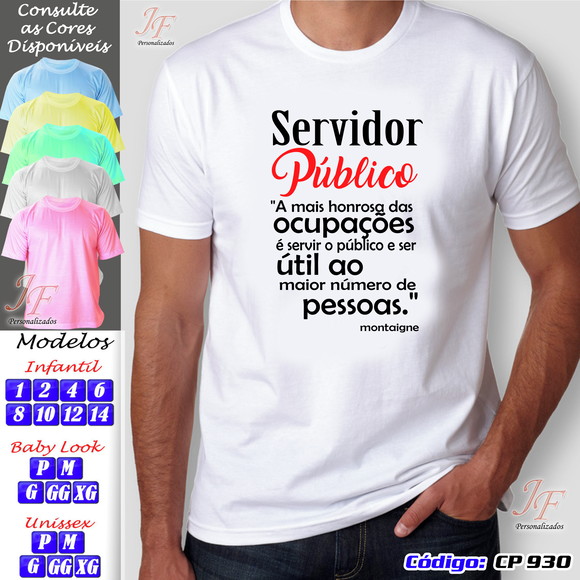 01 Camiseta Funcionário Servidor Público Personalizada