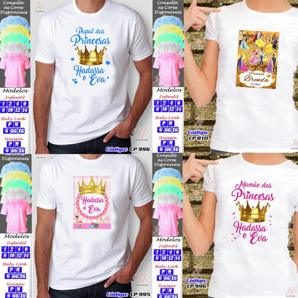 01 Camiseta Personalizada Realeza Príncipes Princesas