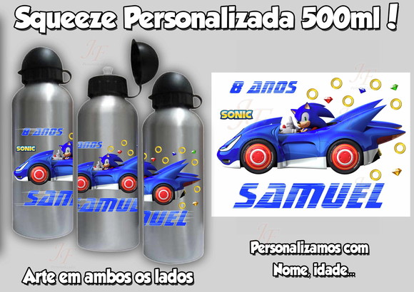 01 Squeeze Garrafinha Alumínio 500 ml Personalizada Sonic