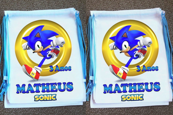 Mochilinha Ecobag Sacochila Personalizada Sonic