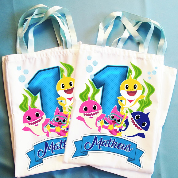 Bolsinha Ecobag Sacolinha Personalizada Baby Shark