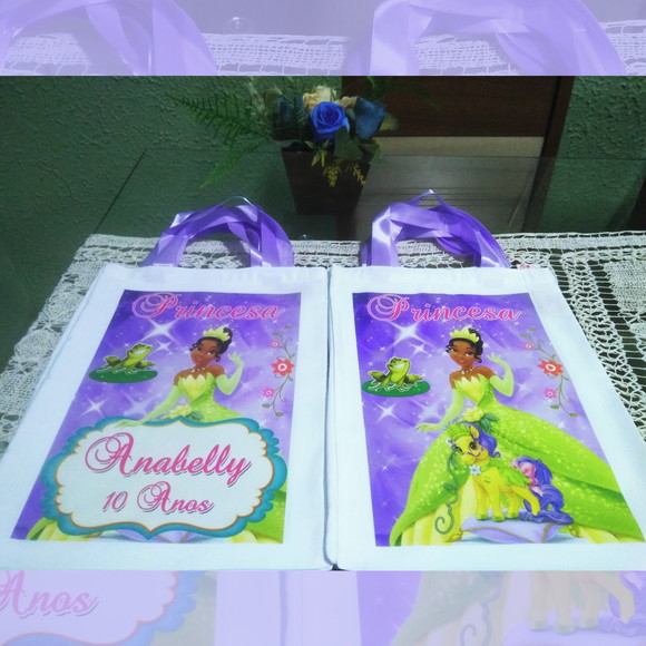 Bolsinha Ecobag Sacolinha Personalizada A Princesa e o Sapo