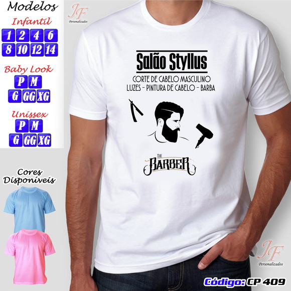 01 Camiseta Adulto Infantil Personalizada Barbeiro