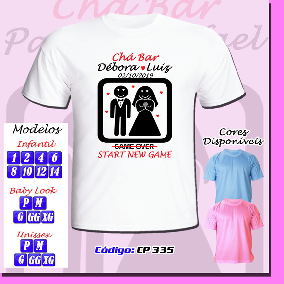 01 Camiseta Personalizada Chá Bar New Game Game Over