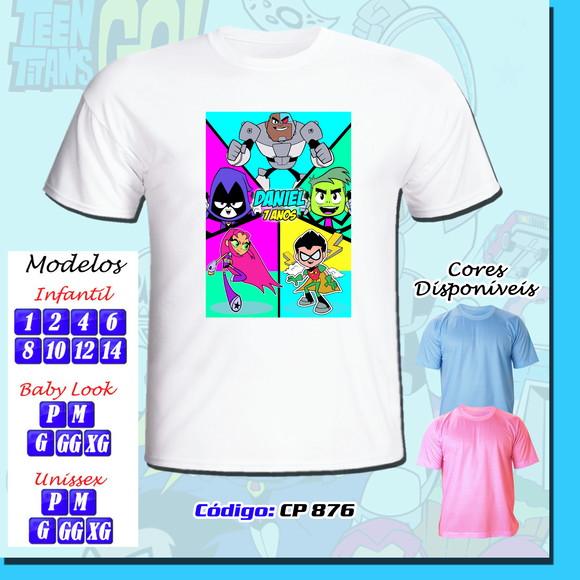 01 Camiseta Adulto Infantil Personalizada Jovens Titans