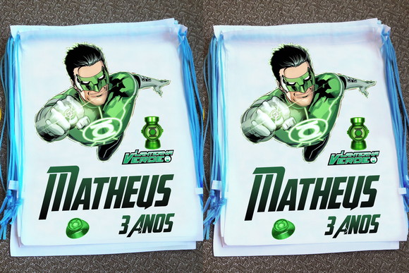 Mochilinha Ecobag Sacochila Personalizada Lanterna Verde