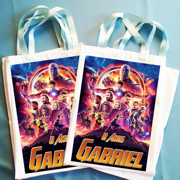 Bolsinha Ecobag Sacolinha Personalizada Heróis Vingadores - Imagem 2