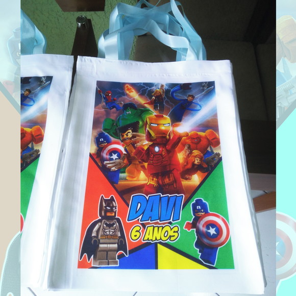 Bolsinha Ecobag Sacolinha Personalizada Heróis Vingadores - Imagem 4