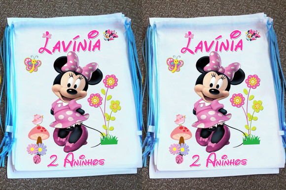 Mochilinha Ecobag Sacochila Personalizada Minnie - Imagem 3