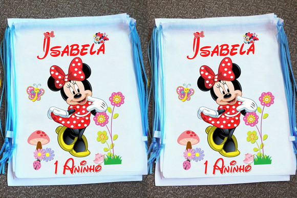Mochilinha Ecobag Sacochila Personalizada Minnie - Imagem 2