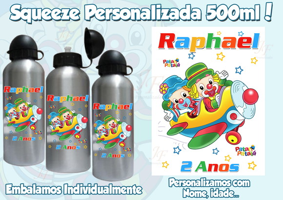 Squeeze Garrafinha Alumínio Personalizada Patati Patatá