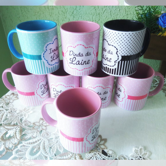 Caneca Cerâmica 350 ml Personalizadas Dinda e Dindo - Imagem 4