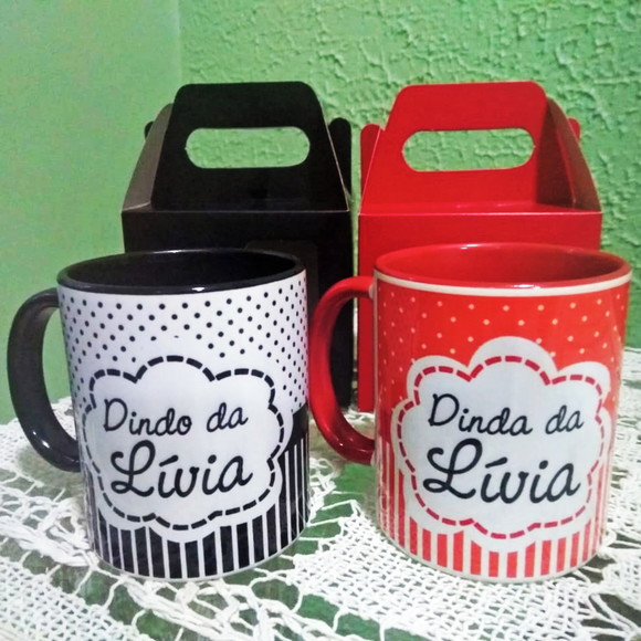 01 Caneca em Cerâmica Personalizada Dinda ou Dindo