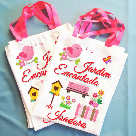 Bolsinha Ecobag Sacolinha Personalizada Jardim Encantado