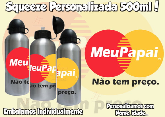 Squeeze Garrafinha Alumínio 500ml Personalizada Dia dos Pais