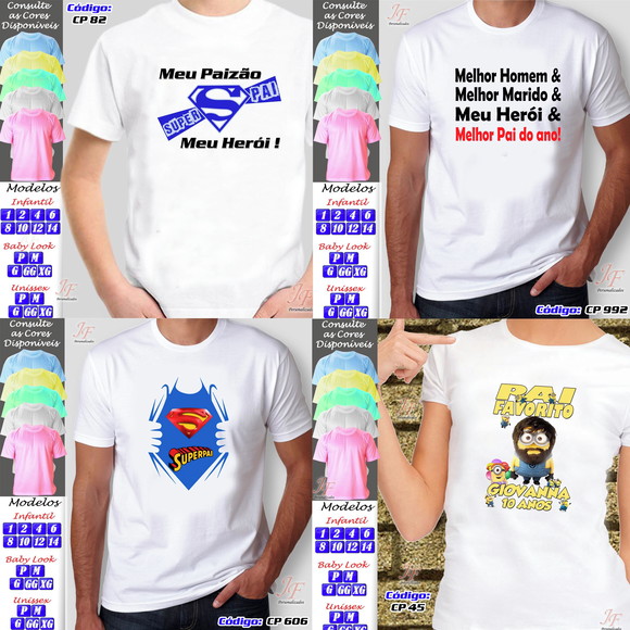 01 Camiseta Adulto Infantil Personalizada Dia dos Pais