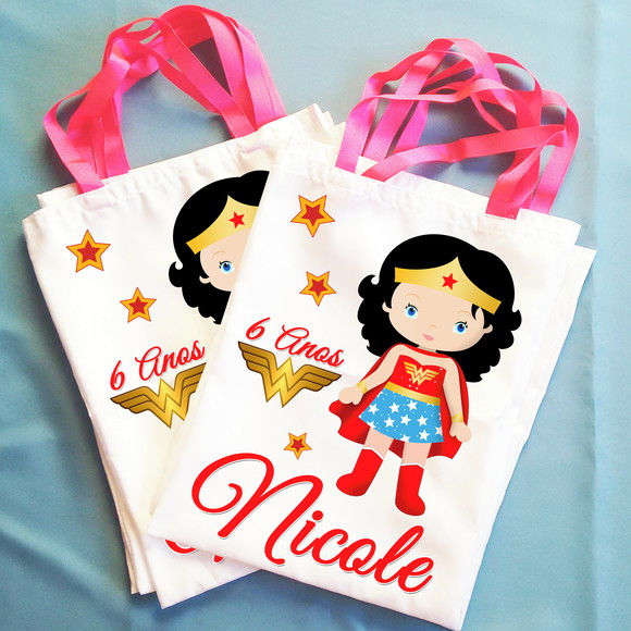 Bolsinha Ecobag Sacolinha Personalizada Mulher Maravilha