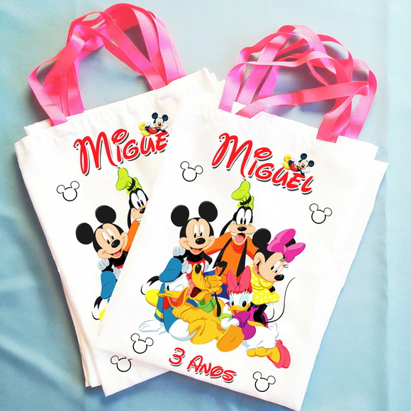 Bolsinha Ecobag Sacolinha Personalizada Mickey e Amigos