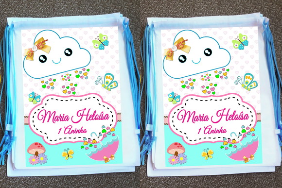 Mochilinha Personalizada Chuva de Bençãos Chuva de Amor